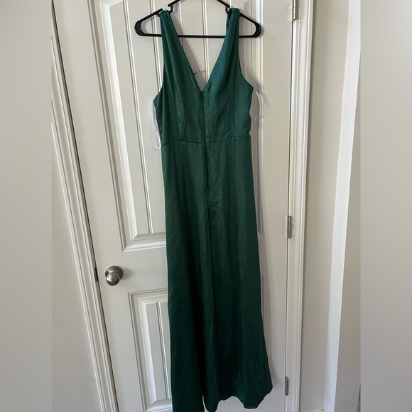 LULU’S Forest Green Satin Maxi Slip Dress Sz L - Picture 5 of 5